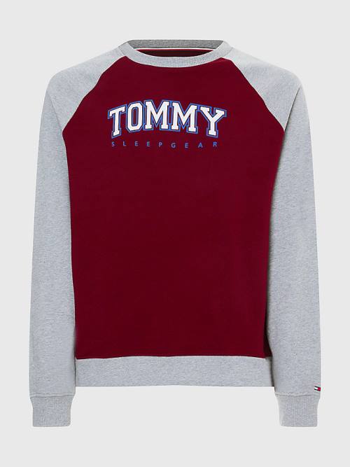 Purple Tommy Hilfiger Lounge Colour-Blocked Organic Cotton Sweatshirt Men's Pyjamas | TH305LSH