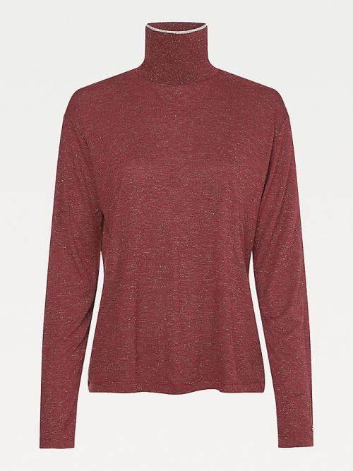 Purple Tommy Hilfiger Metallic Roll Neck Jumper Women's T Shirts | TH250ODA