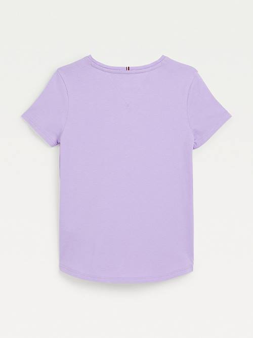 Purple Tommy Hilfiger Metallic Signature Logo Girls' T Shirts | TH839FWS