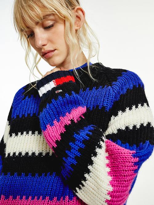 Purple Tommy Hilfiger Multicolour Knit Jumper Women's Sweaters | TH501XAH