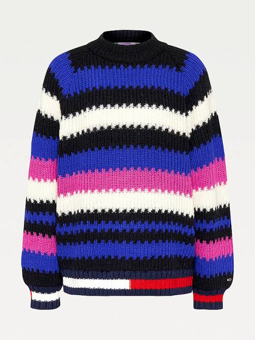 Purple Tommy Hilfiger Multicolour Knit Jumper Women's Sweaters | TH501XAH