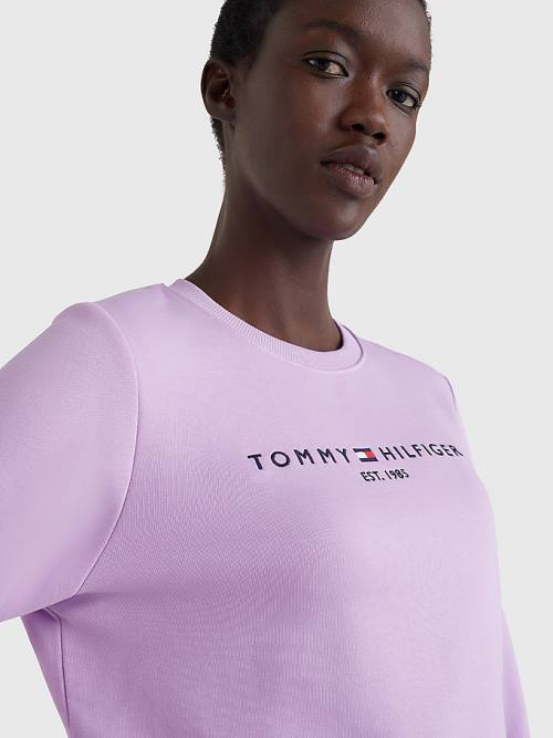 Purple Tommy Hilfiger Organic Cotton Crew Neck Women's Sweatshirts | TH873WBR