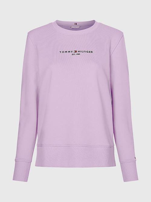 Purple Tommy Hilfiger Organic Cotton Crew Neck Women's Sweatshirts | TH873WBR