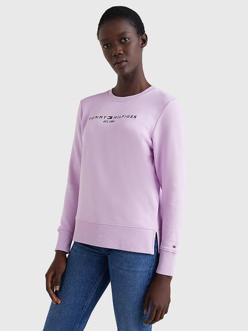 Purple Tommy Hilfiger Organic Cotton Crew Neck Women\'s Sweatshirts | TH873WBR