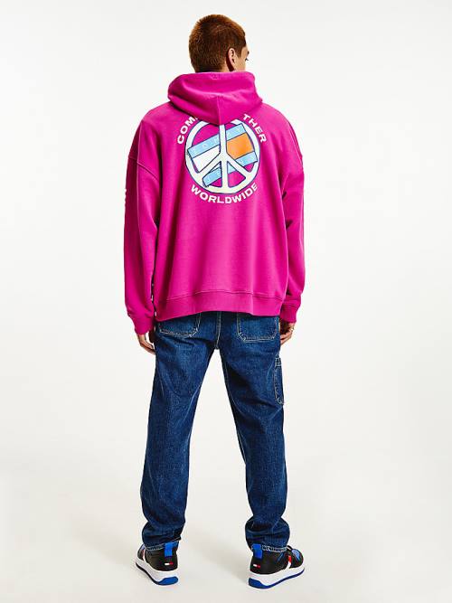 Purple Tommy Hilfiger Peace Logo Men's Hoodie | TH052HSO