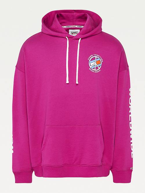 Purple Tommy Hilfiger Peace Logo Men's Hoodie | TH052HSO