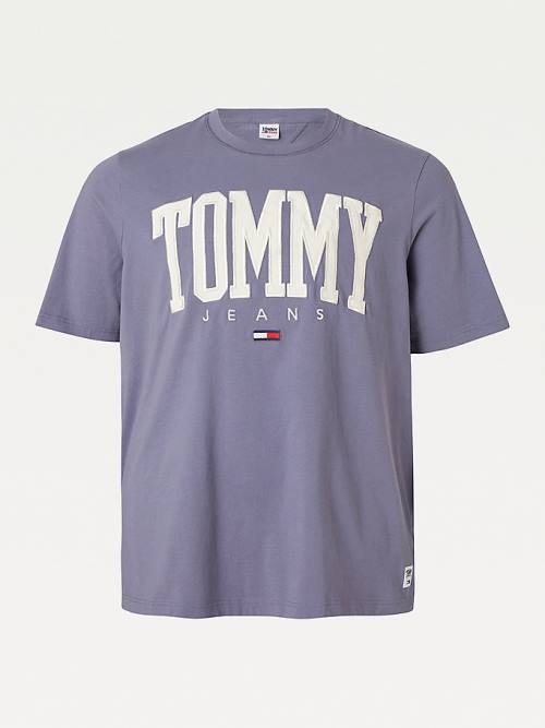 Purple Tommy Hilfiger Plus College Bold Logo Classic Men's T Shirts | TH604NWT