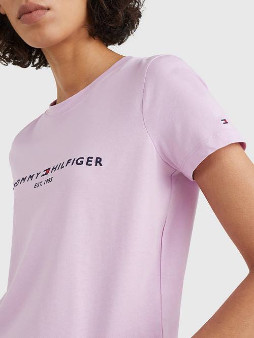 Purple Tommy Hilfiger Pure Organic Cotton Logo Women's T Shirts | TH057TDW