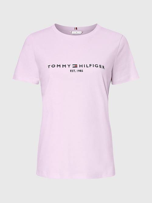 Purple Tommy Hilfiger Pure Organic Cotton Logo Women's T Shirts | TH057TDW