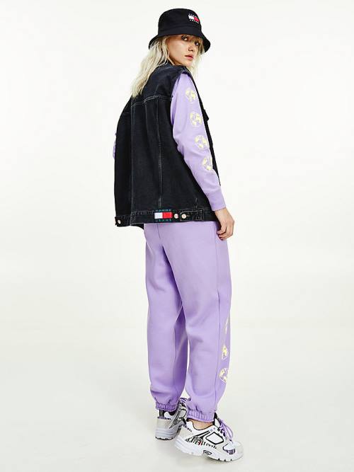 Purple Tommy Hilfiger Recycled Jersey Logo Joggers Women's Pants | TH059WNT