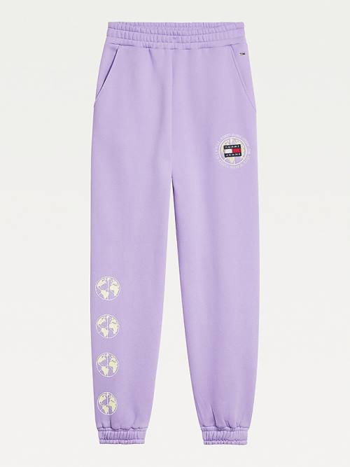 Purple Tommy Hilfiger Recycled Jersey Logo Joggers Women's Pants | TH059WNT