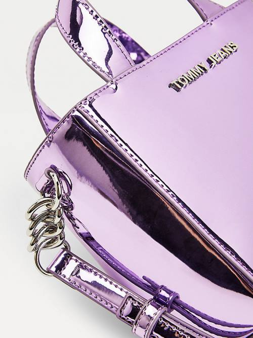 Purple Tommy Hilfiger Reflective Small Crossover Tote Women's Bags | TH478EXS