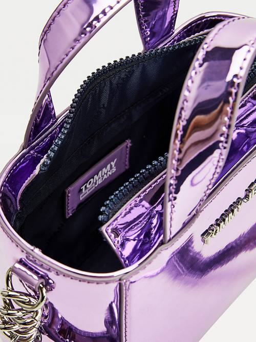 Purple Tommy Hilfiger Reflective Small Crossover Tote Women's Bags | TH478EXS