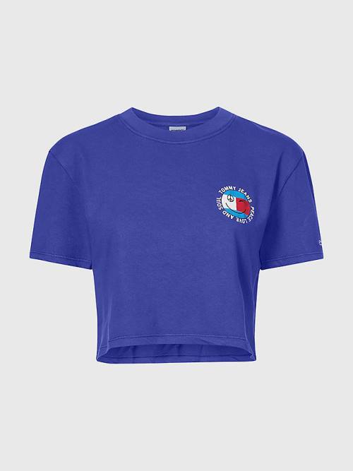 Purple Tommy Hilfiger Smiley Logo Cropped Women's T Shirts | TH750HEL