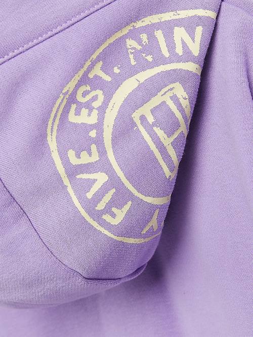 Purple Tommy Hilfiger Snap-Button Overprint Girls' Hoodie | TH952NZM