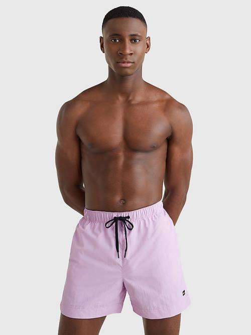 Purple Tommy Hilfiger Solid Mid Length Shorts Men's Swimwear | TH342MWP