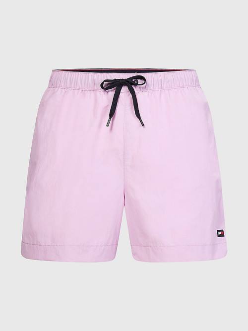 Purple Tommy Hilfiger Solid Mid Length Shorts Men's Swimwear | TH342MWP