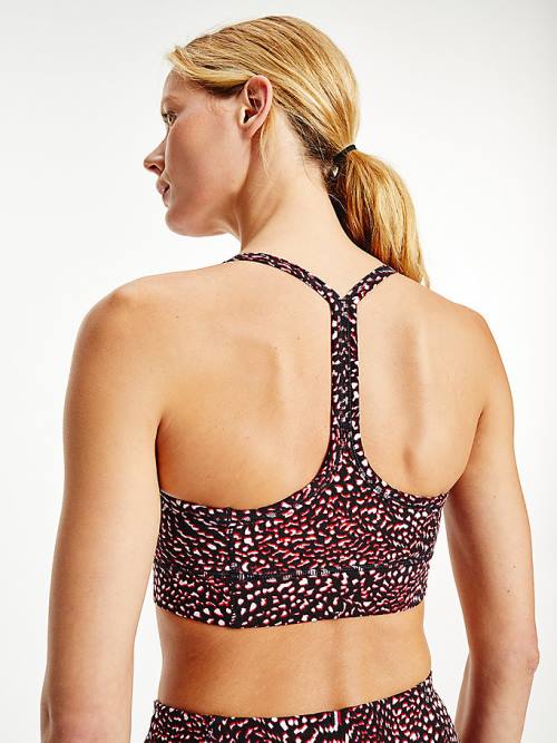 Purple Tommy Hilfiger Sport Low Support Printed Racerback Bra Women's Underwear | TH192DXS