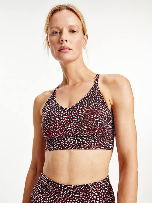 Purple Tommy Hilfiger Sport Low Support Printed Racerback Bra Women\'s Underwear | TH192DXS