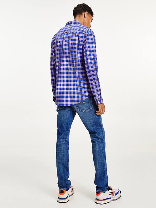 Purple Tommy Hilfiger Stretch Poplin Check Men's Shirts | TH132ZGU