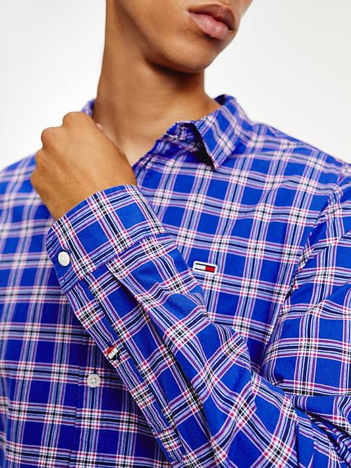 Purple Tommy Hilfiger Stretch Poplin Check Men's Shirts | TH132ZGU