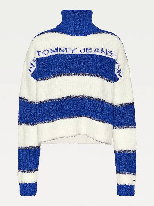 Purple Tommy Hilfiger Stripe Turtleneck Jumper Women's Sweaters | TH963ANT