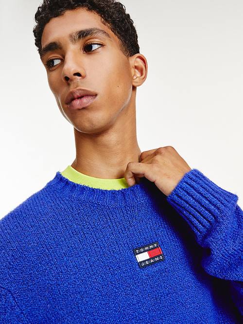 Purple Tommy Hilfiger Tommy Badge Jumper Men's Sweaters | TH320QRU