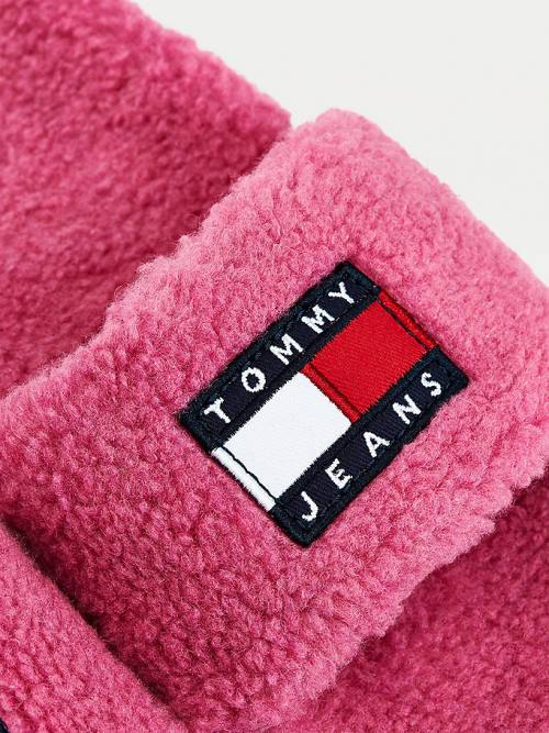 Purple Tommy Hilfiger Tommy Badge Sherpa Slides Women's Sandals | TH297NXY