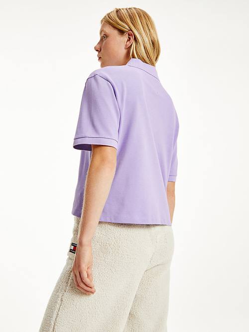 Purple Tommy Hilfiger Tommy Badge Women's Polo Shirts | TH076KFZ