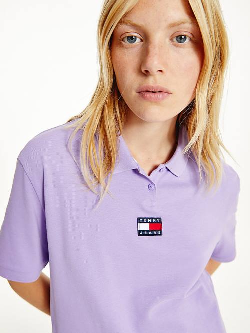 Purple Tommy Hilfiger Tommy Badge Women's Polo Shirts | TH076KFZ