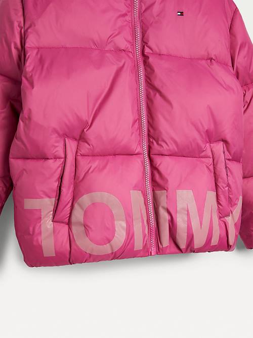 Purple Tommy Hilfiger Tonal Logo Puffer Girls' Jackets | TH703LPE