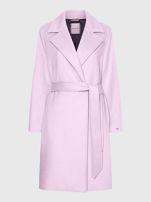 Purple Tommy Hilfiger Wool Blend Belted Women's Coats | TH657YSB