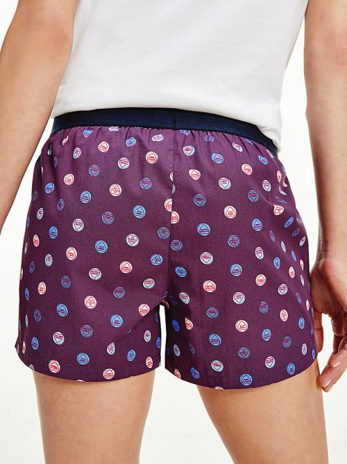 Purple Tommy Hilfiger Woven Print Shorts Women's Pyjamas | TH613QMH