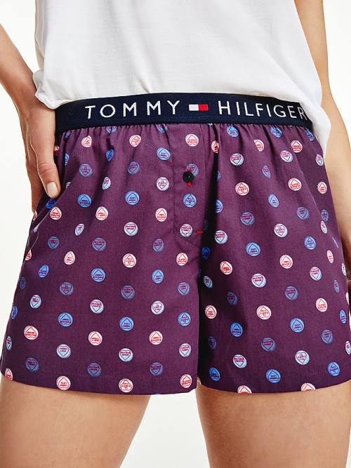 Purple Tommy Hilfiger Woven Print Shorts Women's Pyjamas | TH613QMH