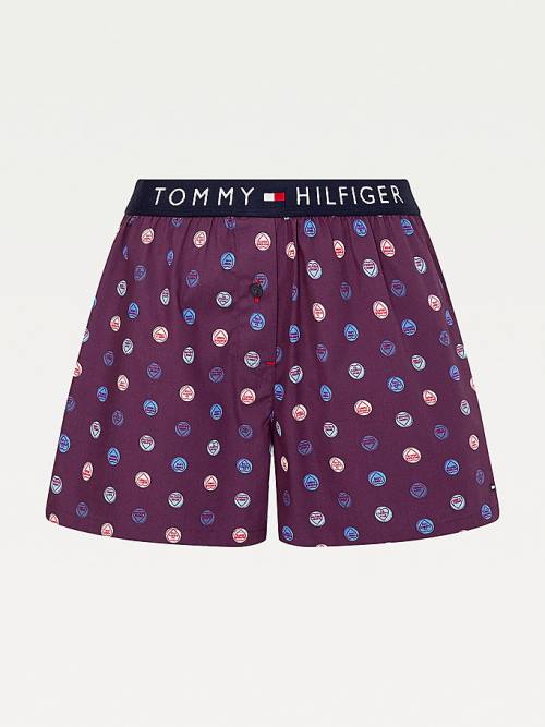 Purple Tommy Hilfiger Woven Print Shorts Women's Pyjamas | TH613QMH