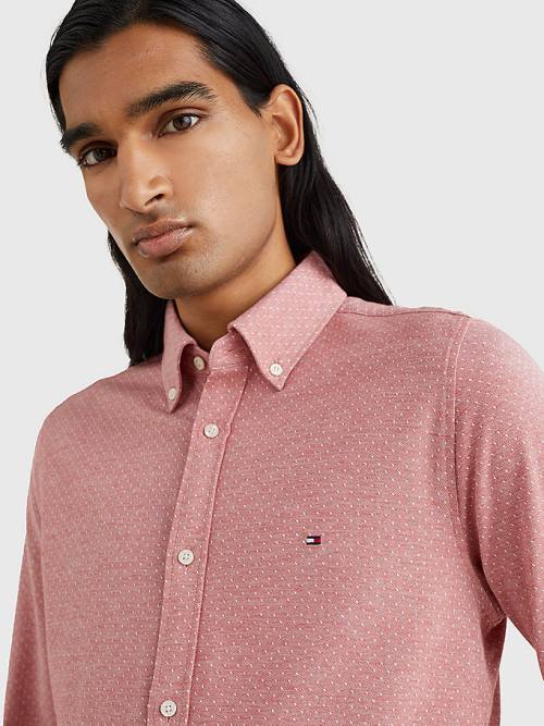 Red Tommy Hilfiger 1985 Essential Slim Fit Knitted Men's Shirts | TH123WHZ