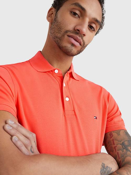 Red Tommy Hilfiger 1985 Essential Slim Fit Men's Polo Shirts | TH496NAH