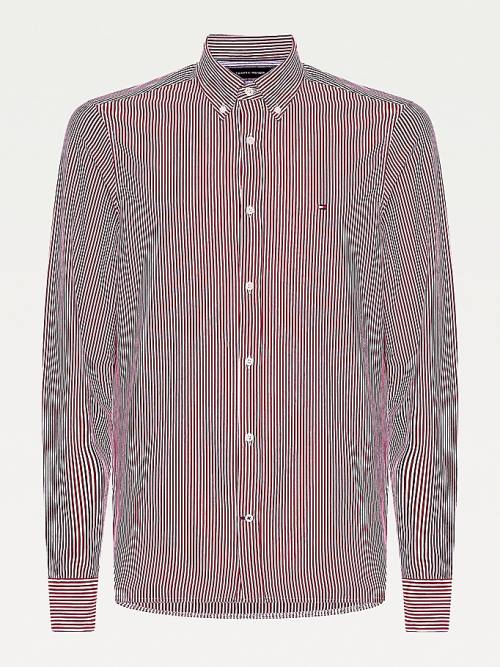 Red Tommy Hilfiger 1985 Essential Stripe Slim Fit Men\'s Shirts | TH569FBS