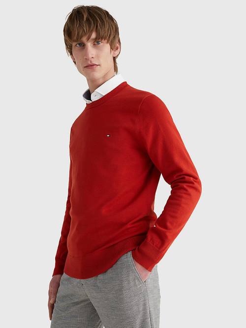 Red Tommy Hilfiger 1985 Essential TH Flex Sweatshirt Men\'s Sweaters | TH547AOM