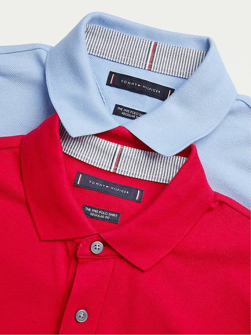 Red Tommy Hilfiger 1985 Essential TH Flex Men's Polo Shirts | TH741AWU