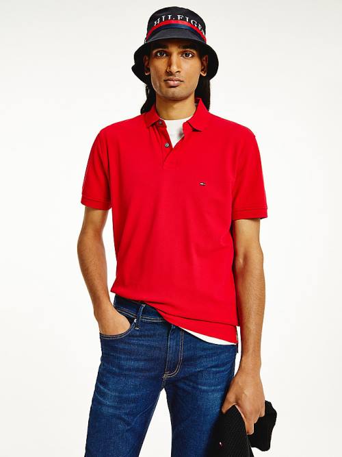 Red Tommy Hilfiger 1985 Essential TH Flex Men\'s Polo Shirts | TH741AWU