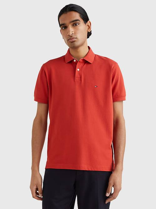 Red Tommy Hilfiger 1985 Essential TH Flex Men\'s Polo Shirts | TH782ZIS