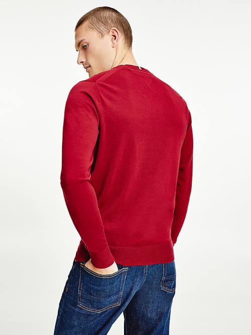 Red Tommy Hilfiger 1985 Essential TH Flex Sweatshirt Men's Sweaters | TH832TID