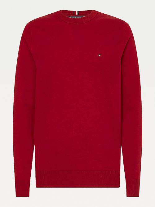 Red Tommy Hilfiger 1985 Essential TH Flex Sweatshirt Men's Sweaters | TH832TID