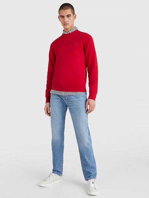 Red Tommy Hilfiger 1985 Essential TH Flex Sweatshirt Men's Sweaters | TH970ADK