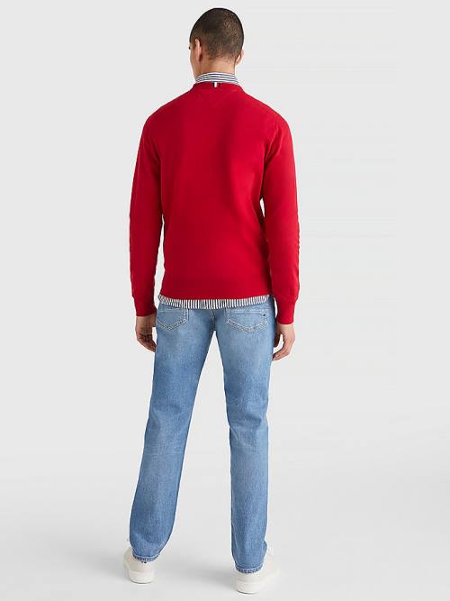 Red Tommy Hilfiger 1985 Essential TH Flex Sweatshirt Men's Sweaters | TH970ADK