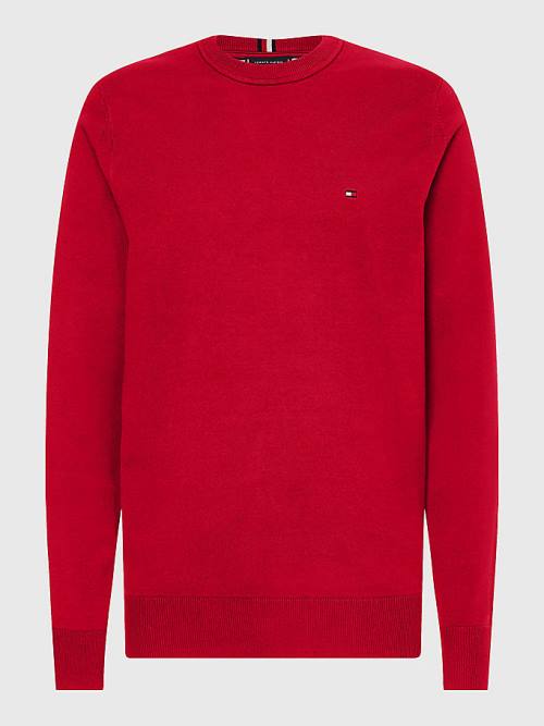 Red Tommy Hilfiger 1985 Essential TH Flex Sweatshirt Men's Sweaters | TH970ADK