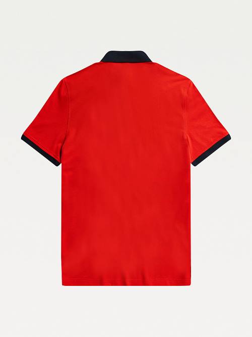 Red Tommy Hilfiger Adaptive Cotton Flag Custom Fit Men's Polo Shirts | TH974YFW