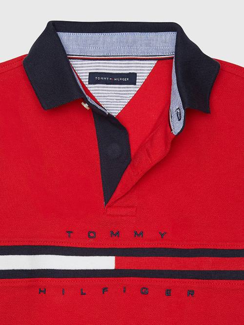 Red Tommy Hilfiger Adaptive Icons Stripe Polo Boys' T Shirts | TH629BTA