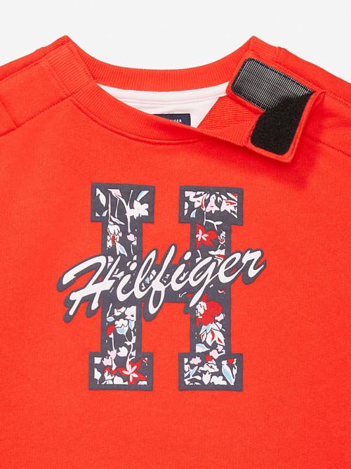 Red Tommy Hilfiger Adaptive Layered Look Girls' Dress | TH325SML